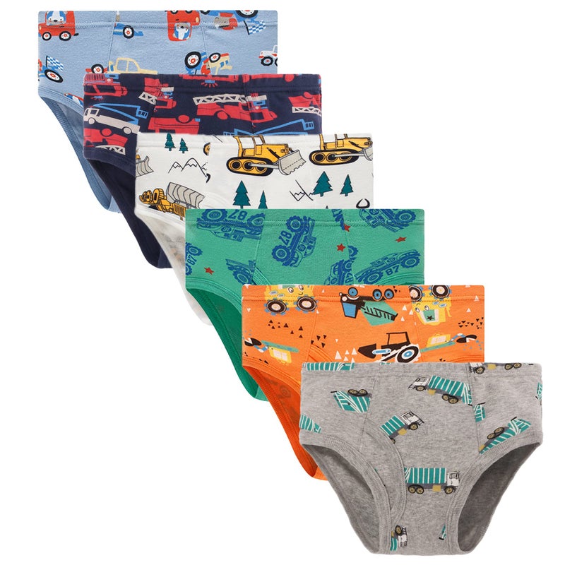Boboking Little Boys Briefs Dinosaur Truck Soft Kids Underwear (Pack of 6) 6Yrs - Image 1